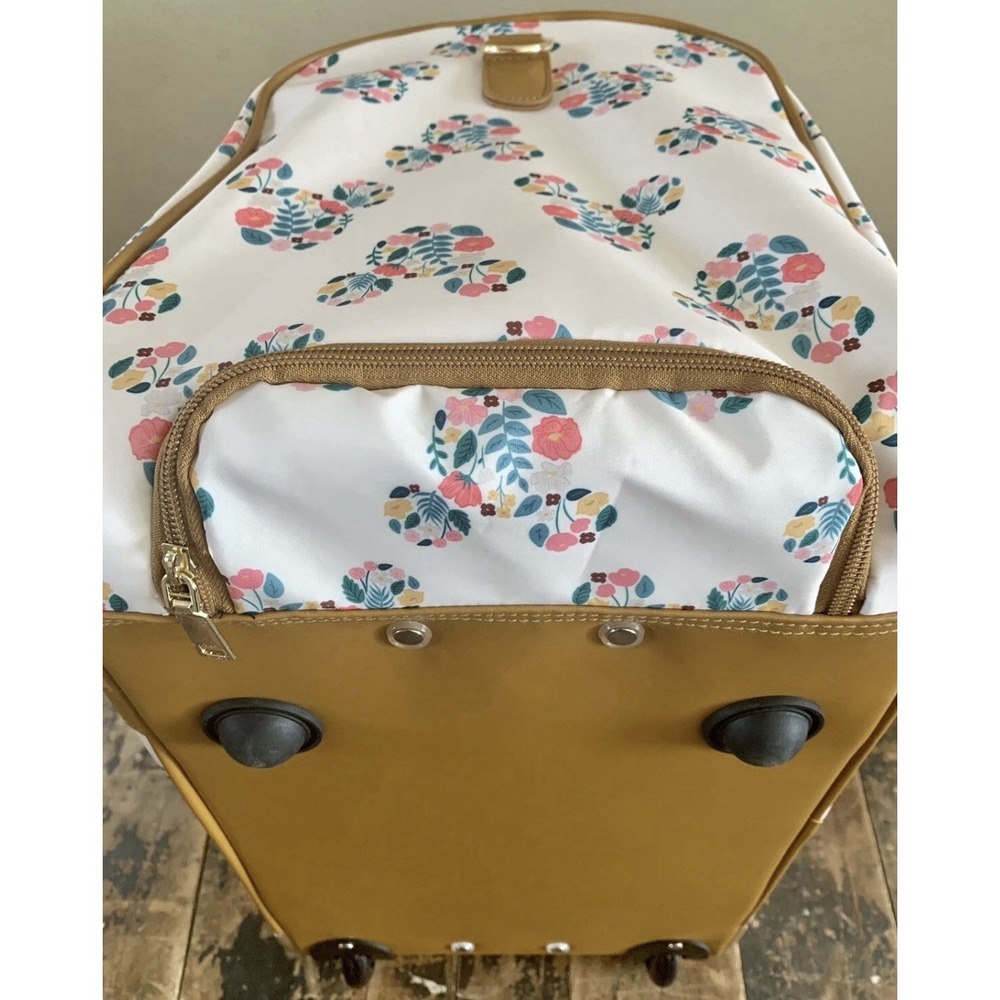 Bioworld Disney Mickey Mouse Rolling Duffle Bag 20" Carry On Travel Floral NWT - Picture 7 of 16